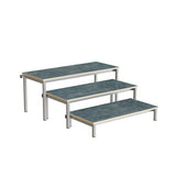 Bænk Idol, trappe 800, mørkgrå linoleum, alugråt stel, 3 sektioner – image 3