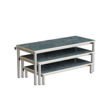 Bænk Idol, trappe 800, mørkgrå linoleum, alugråt stel, 3 sektioner – image 4