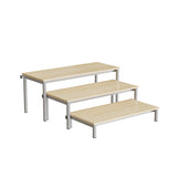 Bænk Idol, trappe 800, birk laminat, alugråt stel, 3 sektioner – image 1