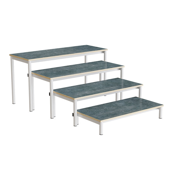 Bænk Idol, trappe 800,  mørkgrå linoleum, hvidt stel, 4 sektioner – image 2