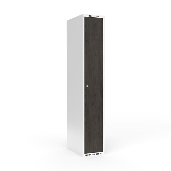 Sonesson Garderobeskab 1x300 mm Lige tag Hel søjle Laminat dør Nocturne wood Cylinderlås – Garderobeskabe