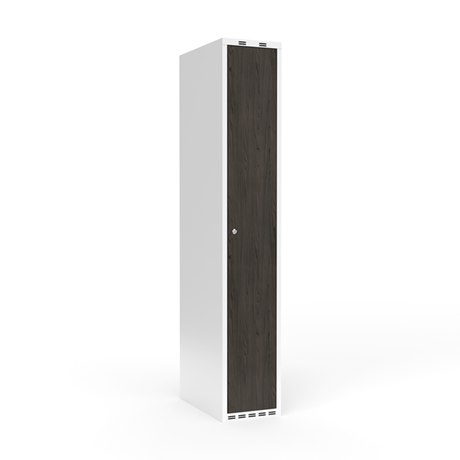 Sonesson Garderobeskab 1x300 mm Lige tag Hel søjle Laminat dør Nocturne wood Cylinderlås – Garderobeskabe