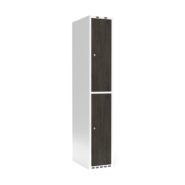 Sonesson Garderobeskab 1x300 mm Lige tag 2-delt søjle Laminat dør Nocturne wood Cylinderlås – Garderobeskabe