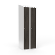 Sonesson Garderobeskab 2x300 mm Skråt tag Hel søjle Laminat dør Nocturne wood Cylinderlås – Garderobeskabe
