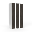 Sonesson Garderobeskab 3x300 mm Lige tag Hel søjle Laminat dør Nocturne wood Cylinderlås – Garderobeskabe