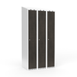 Sonesson Garderobeskab 3x300 mm Skråt tag Hel søjle Laminat dør Nocturne wood Cylinderlås – Garderobeskabe