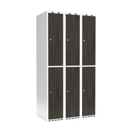 Sonesson Garderobeskab 3x300 mm Lige tag 2-delt søjle Laminat dør Nocturne wood Cylinderlås – Garderobeskabe