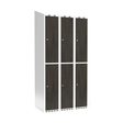 Sonesson Garderobeskab 3x300 mm Skråt tag 2-delt søjle Laminat dør Nocturne wood Cylinderlås – Garderobeskabe