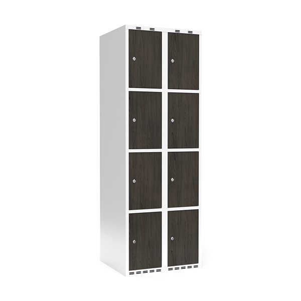 Sonesson Garderobeskab 2x300 mm Lige tag 4-delt søjle Laminat dør Nocturne wood Cylinderlås – Garderobeskabe