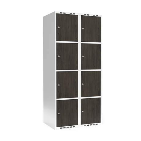 Sonesson Garderobeskab 2x400 mm Lige tag 4-delt søjle Laminat dør Nocturne wood Cylinderlås – Garderobeskabe
