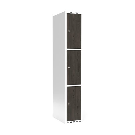 Sonesson Garderobeskab 1x300 mm Lige tag 3-delt søjle Laminat dør Nocturne wood Cylinderlås – Garderobeskabe