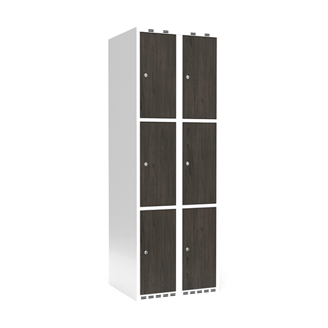 Sonesson Garderobeskab 2x300 mm Lige tag 3-delt søjle Laminat dør Nocturne wood Cylinderlås – Garderobeskabe