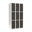 Sonesson Garderobeskab 3x300 mm Lige tag 3-delt søjle Laminat dør Nocturne wood Cylinderlås – Garderobeskabe
