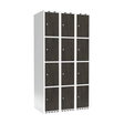 Sonesson Garderobeskab 3x300 mm Lige tag 4-delt søjle Laminat dør Nocturne wood Cylinderlås – Garderobeskabe