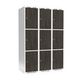 Sonesson Garderobeskab 3x400 mm Lige tag 3-delt søjle Laminat dør Nocturne wood Cylinderlås – Garderobeskabe