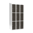 Sonesson Garderobeskab 3x300 mm Skråt tag 3-delt søjle Laminat dør Nocturne wood Cylinderlås – Garderobeskabe