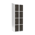 Sonesson Garderobeskab 2x300 mm Skråt tag 4-delt søjle Laminat dør Nocturne wood Cylinderlås – Garderobeskabe
