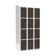 Sonesson Garderobeskab 3x300 mm Skråt tag 4-delt søjle Laminat dør Nocturne wood Cylinderlås – Garderobeskabe