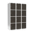 Sonesson Garderobeskab 3x400 mm Lige tag 4-delt søjle Laminat dør Nocturne wood Cylinderlås – Garderobeskabe