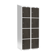 Sonesson Garderobeskab 2x400 mm Skråt tag 4-delt søjle Laminat dør Nocturne wood Cylinderlås – Garderobeskabe