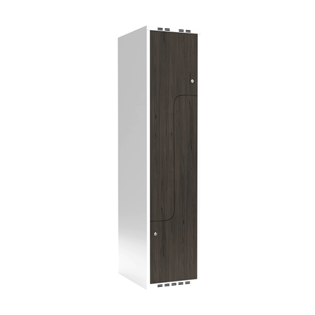 Sonesson Garderobeskab 1x400 mm Lige tag 2-delt søjle Z-dør Laminat dør Nocturne wood Cylinderlås – Garderobeskabe