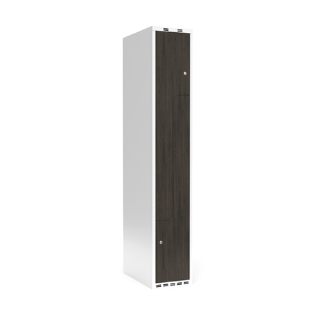 Sonesson Garderobeskab 1x300 mm Lige tag 2-delt søjle Z-dør Laminat dør Nocturne wood Cylinderlås – Garderobeskabe