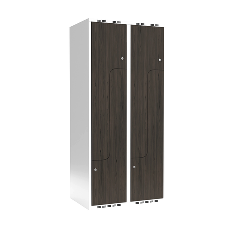 Sonesson Garderobeskab 2x400 mm Lige tag 2-delt søjle Z-dør Laminat dør Nocturne wood Cylinderlås – Garderobeskabe