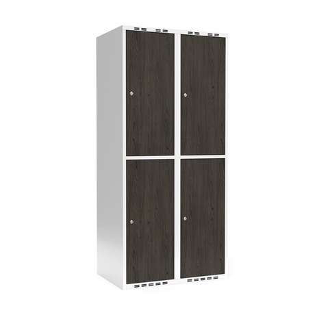 Sonesson Garderobeskab 2x400 mm Lige tag 2-delt søjle Laminat dør Nocturne wood Cylinderlås – Garderobeskabe