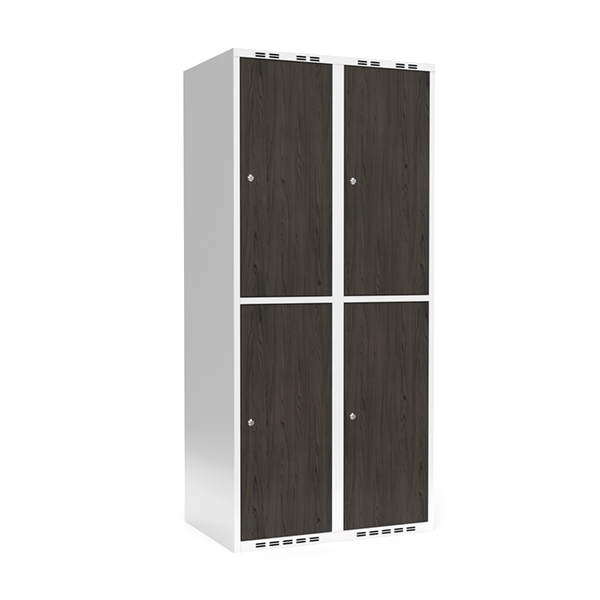 Sonesson Garderobeskab 2x400 mm Lige tag 2-delt søjle Laminat dør Nocturne wood Cylinderlås – Garderobeskabe