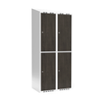 Sonesson Garderobeskab 2x400 mm Skråt tag 2-delt søjle Laminat dør Nocturne wood Cylinderlås – Garderobeskabe