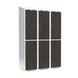 Sonesson Garderobeskab 3x400 mm Skråt tag 2-delt søjle Laminat dør Nocturne wood Cylinderlås – Garderobeskabe