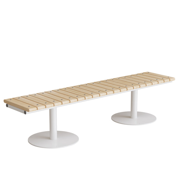Siddebænk Cirkum, 3-pers lige, massiv birk, hvidt understel – image 1