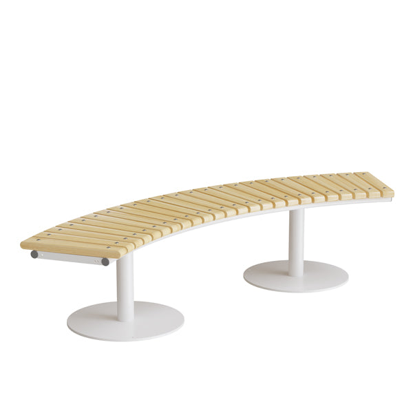 Siddebænk Cirkum, 60° buet, massiv eg, hvidt understel – image 1