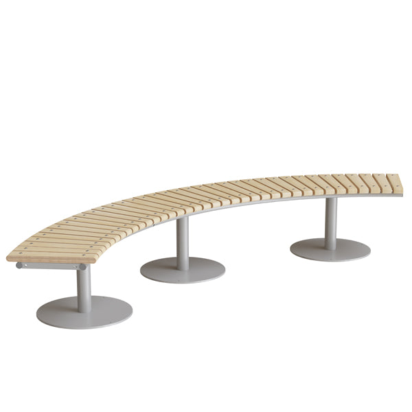 Siddebænk Cirkum, 90° buet, birk laminat, alugråt understel – image 1