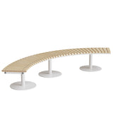 Siddebænk Cirkum, 90° buet, birk laminat, hvidt understel – image 1