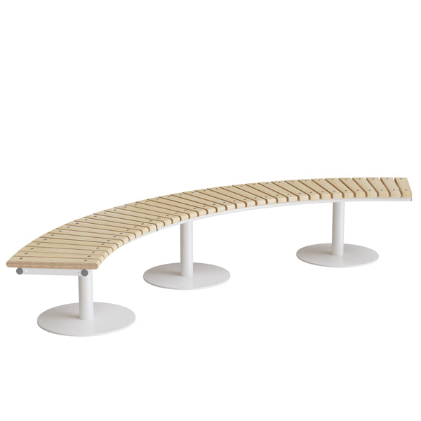 Siddebænk Cirkum, 90° buet, birk laminat, hvidt understel – image 1