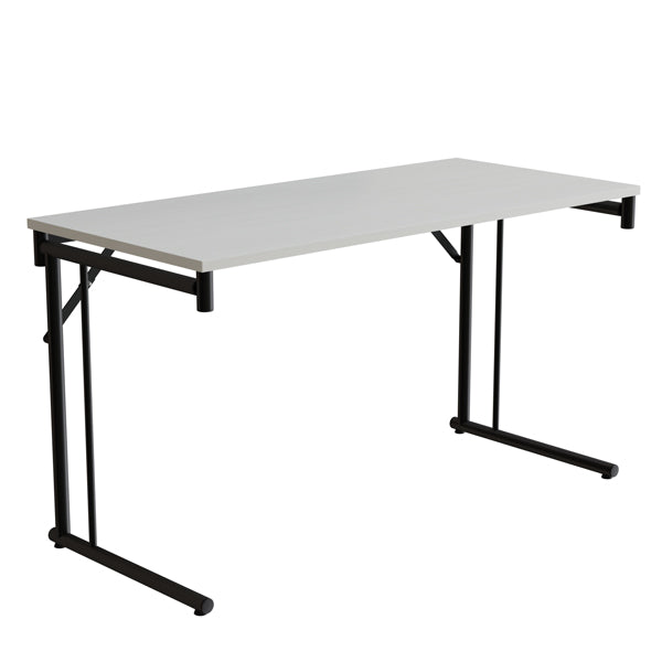 Tranås Skolmöbler Klapbord Silhuett 1300x600mm,Hvid laminat og sort stel – Klapborde