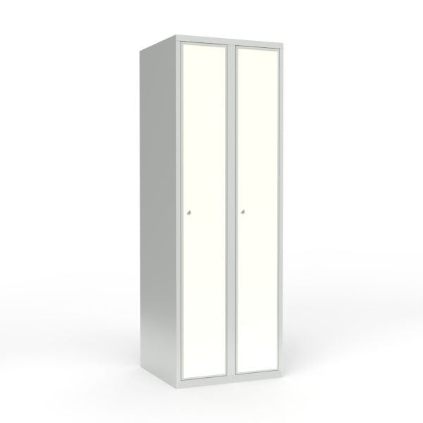 Sonesson Skoleskab 2x300 Lige tag 1 rum i højden Hvid laminatdør Cylinderlås – Elevskabe (billede 1)