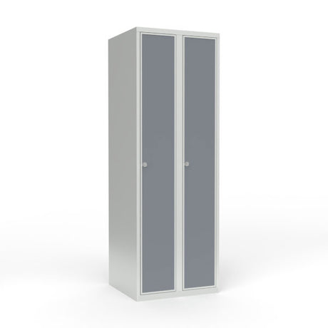Skoleskab 2x300 Lige tag 1 rum i højden Lys grå laminatdør Greb for hængelås – image 1