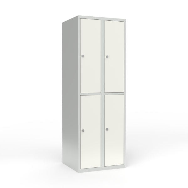 Skoleskab 2x300 Lige tag 2 rum i højden Hvid ståldør Greb for hængelås – image 1