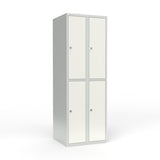 Skoleskab 2x300 Lige tag 2 rum i højden Hvid ståldør Greb for hængelås – image 1