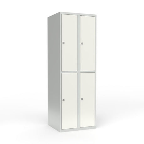 Skoleskab 2x300 Lige tag 2 rum i højden Hvid ståldør Greb for hængelås – image 1