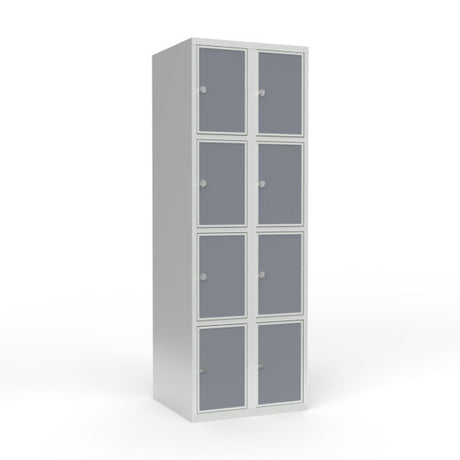 Skoleskab 2x300 Lige tag 4 rum i højden Lys grå laminatdør Greb for hængelås – image 1