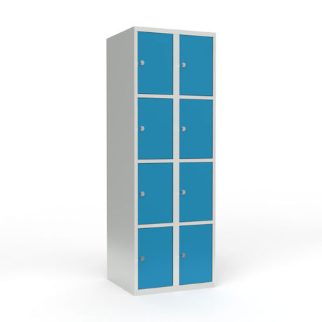 Skoleskab 2x300 Lige tag 4 rum i højden Lys blå  ståldør Greb for hængelås – image 1
