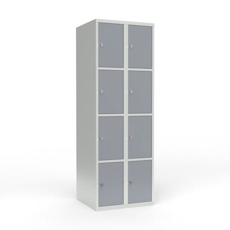 Skoleskab 2x300 Lige tag 4 rum i højden Grå ståldør Greb for hængelås – image 1