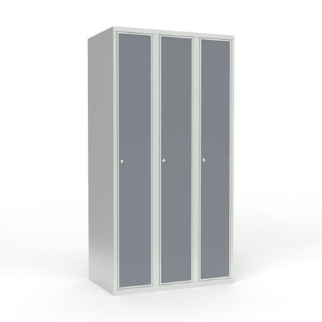 Skoleskab 3x300 Lige tag 1 rum i højden Lys grå laminatdør Cylinderlås – image 1