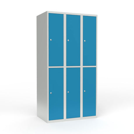 Skoleskab 3x300 Lige tag 2 rum i højden Lys blå  ståldør Cylinderlås – image 1