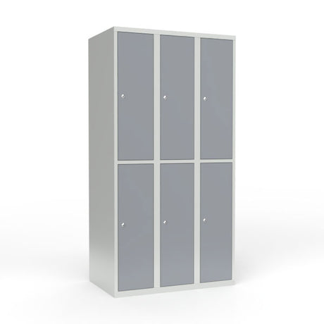 Skoleskab 3x300 Lige tag 2 rum i højden Grå ståldør Cylinderlås – image 1
