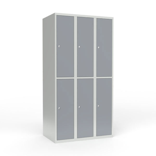 Skoleskab 3x300 Lige tag 2 rum i højden Grå ståldør Cylinderlås – image 1