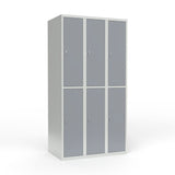 Skoleskab 3x300 Lige tag 2 rum i højden Grå ståldør Greb for hængelås – image 1